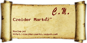 Czeider Markó névjegykártya